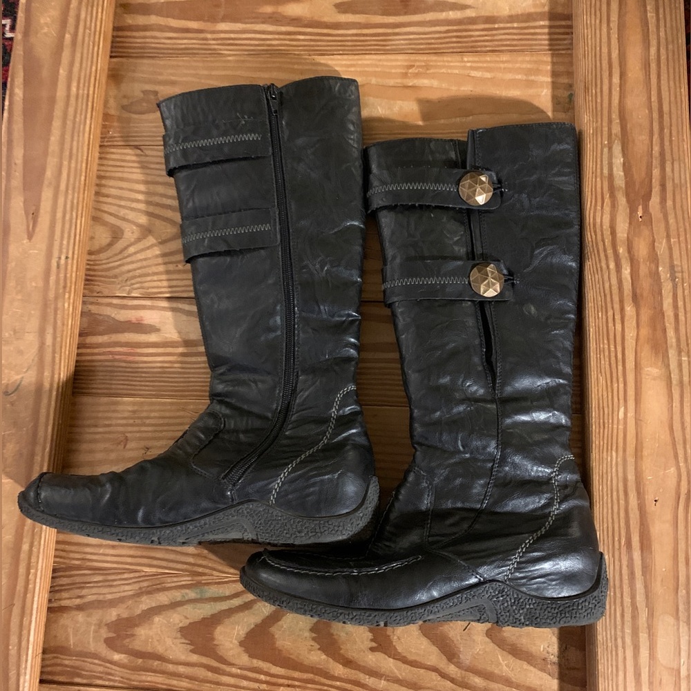 Rieker black leather boots 40 size 9